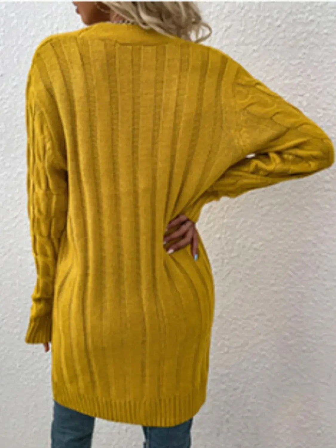 Cable-Knit Button Down Cardigan with Pockets - Trendsi - Flyclothing LLC