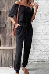 Off-Shoulder Jumpsuit with Pockets - Trendsi - Flyclothing LLC