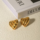 Stainless Steel Heart Shape Stud Earrings - Trendsi