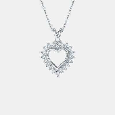 Moissanite 925 Sterling Silver Heart Pendant Necklace - Trendsi - Flyclothing LLC