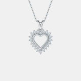 Moissanite 925 Sterling Silver Heart Pendant Necklace - Trendsi - Flyclothing LLC