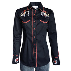 Women’s Rockmount Bronc Vintage Embroidery Western Shirt in Black - Flyclothing LLC