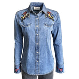 Women’s Rockmount Bronc Vintage Embroidery Western Shirt in Denim - Rockmount Clothing