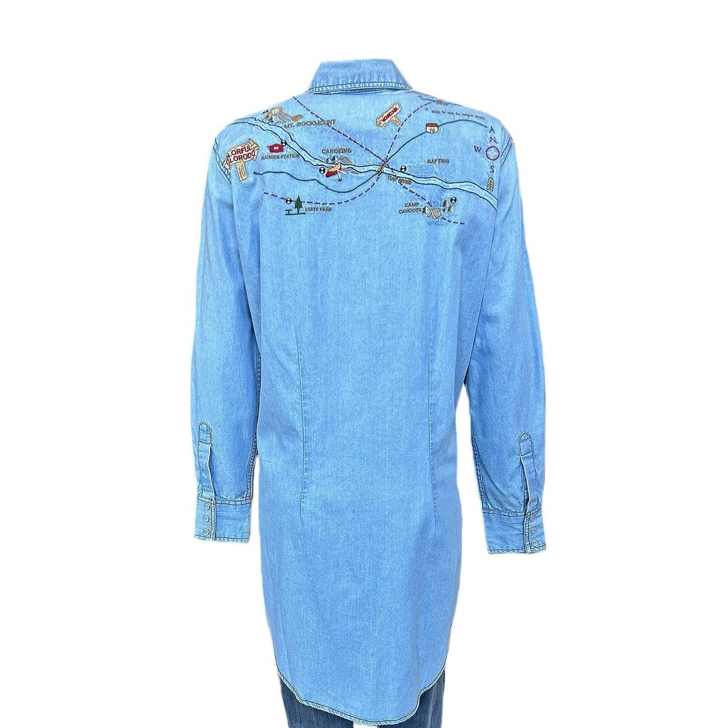 Rockmount Clothing Women's Denim Map Embroidered Dress - Rockmount Clothing - Flyclothing LLC