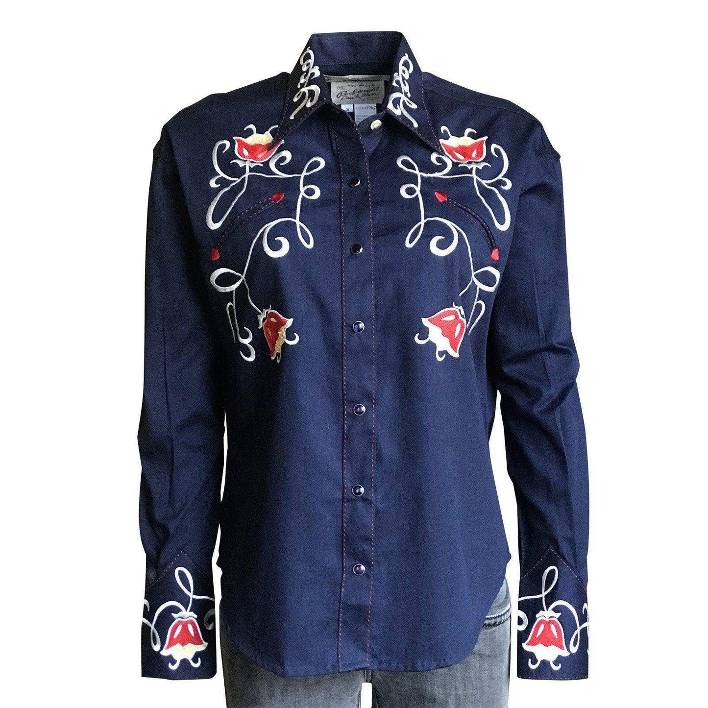Rockmount Ranch Wear Womens Art Deco Tulip Embroidery Cotton Western Shirt - Rockmount Clothing - Flyclothing LLC