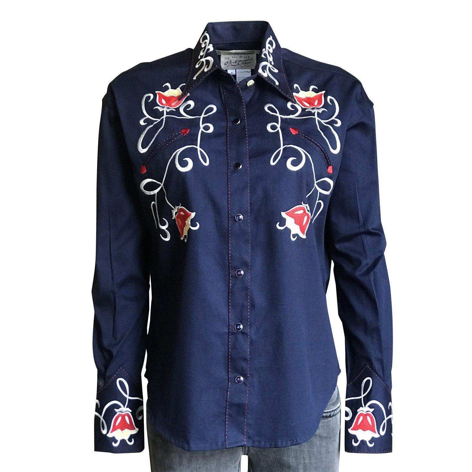 Rockmount Ranch Wear Womens Art Deco Tulip Embroidery Cotton Western Shirt - Rockmount Clothing - Flyclothing LLC