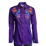 Rockmount Ranch Wear Womens Purple Vintage Floral Bouquet Embroidered Western Shirt - Rockmount Clothing - Flyclothing LLC