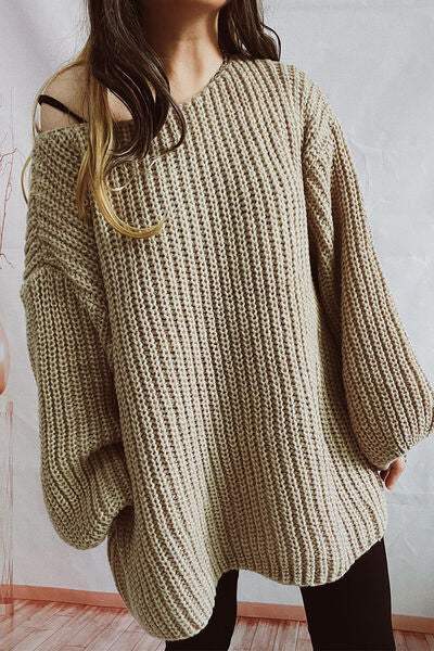 Boat Neck Dropped Shoulder Mini Sweater Dress - Trendsi - Flyclothing LLC