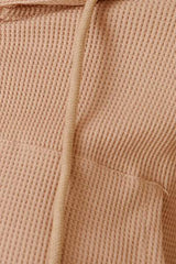 Waffle-Knit Drawstring Zip Up Hoodie - Trendsi - Flyclothing LLC