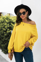 Round Neck Raglan Sleeve Sweatshirt - Trendsi
