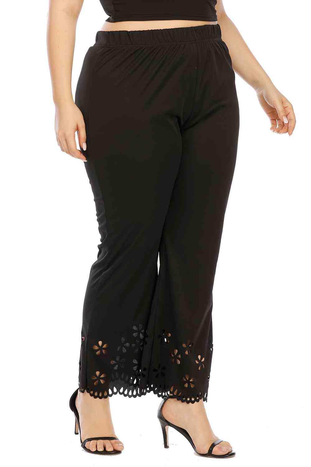 Plus Size Openwork Detail Pants - Trendsi - Flyclothing LLC