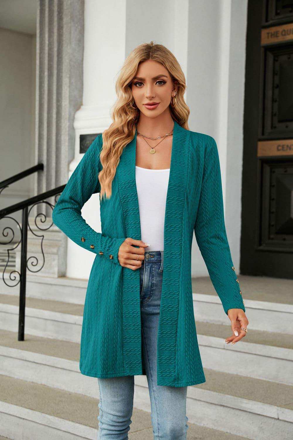 Long Sleeve Open Front Cardigan - Trendsi - Flyclothing LLC