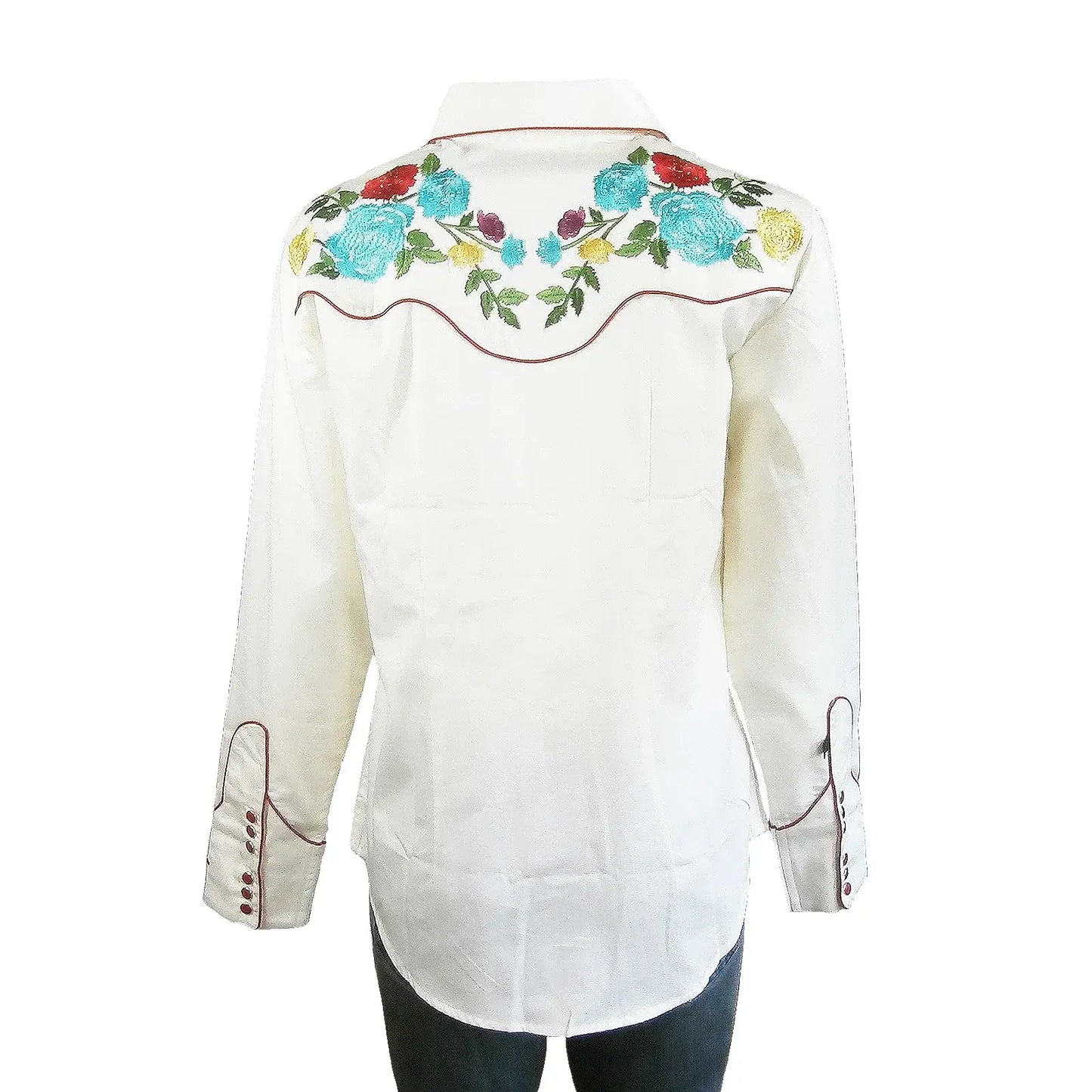 Rockmount Clothing Women's Vintage Ivory Floral Pastel Embroidery Western Shirt - Rockmount Clothing - Flyclothing LLC