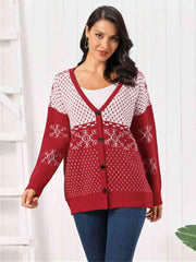 Snowflake Button Down Cardigan - Flyclothing LLC