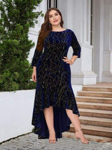 Plus Size Ruffle Hem High-Low Dress - Trendsi - Flyclothing LLC