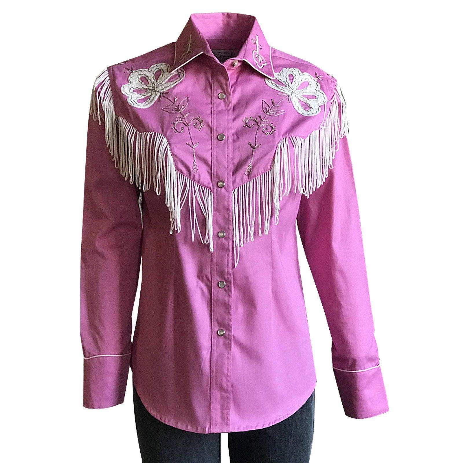 Rockmount Ranch Wear Womens Pink Fringe Embroidered Western Shirt - Rockmount Clothing - Flyclothing LLC