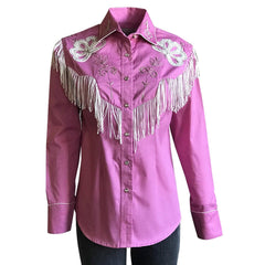 Rockmount Ranch Wear Womens Pink Fringe Embroidered Western Shirt - Rockmount Clothing