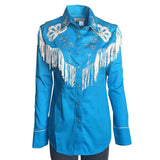 Rockmount Ranch Wear Womens Turquoise Fringe Embroidered Western Shirt - Rockmount Clothing