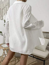 Dropped Shoulder Button Up Top and Elastic Waist Shorts Set - Trendsi - Flyclothing LLC