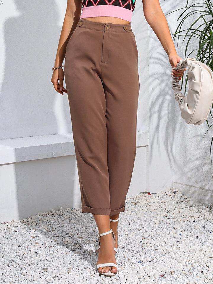 Cropped Straight Leg Pants - Trendsi - Flyclothing LLC