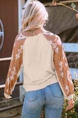 Geometric Round Neck Long Sleeve T-Shirt - Trendsi - Flyclothing LLC