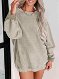Round Neck Dropped Shoulder Sweatshirt - Trendsi - Flyclothing LLC