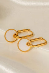Copper White Mother-Of-Pearl Drop Earrings - Trendsi - Flyclothing LLC