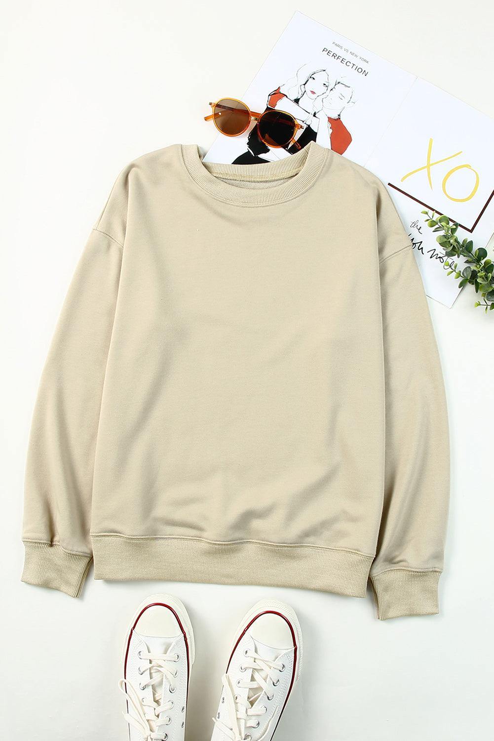 Drop Shoulder Ribbed Trim Sweatshirt - Trendsi