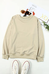 Drop Shoulder Ribbed Trim Sweatshirt - Trendsi