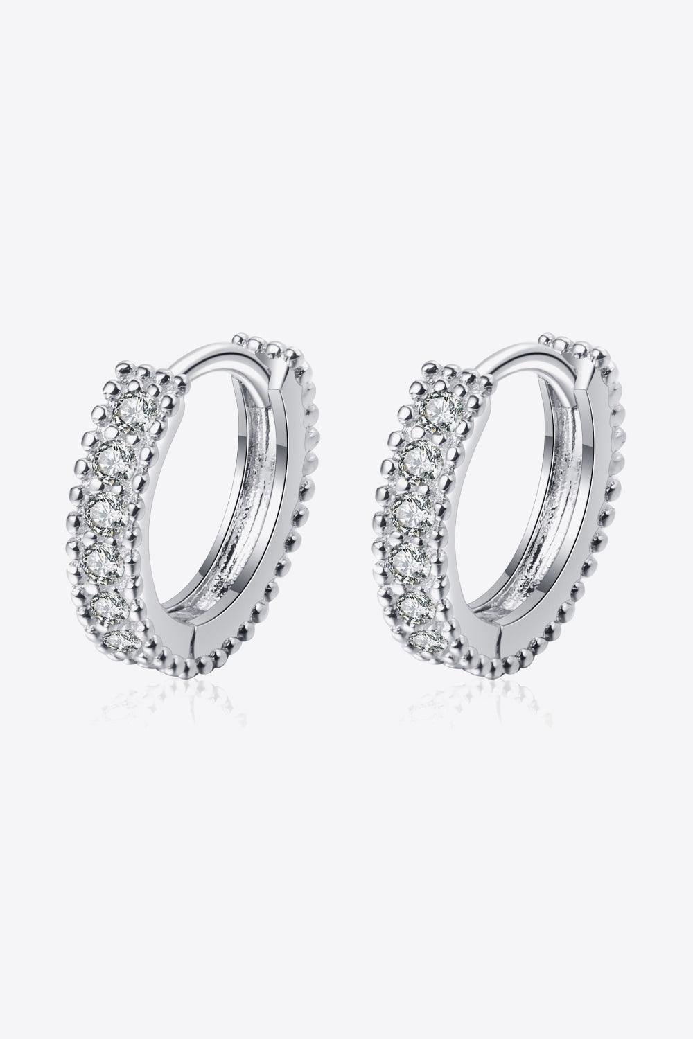 925 Sterling Silver Inlaid Moissanite Huggie Earrings - Trendsi