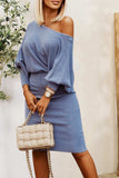 Ruched Lantern Sleeve Dress - Trendsi - Flyclothing LLC