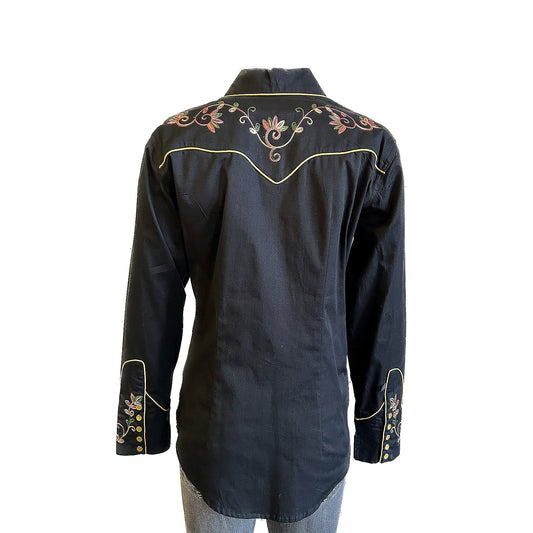 Rockmount Clothing Women's Black Vintage Varigated Floral Embroidery