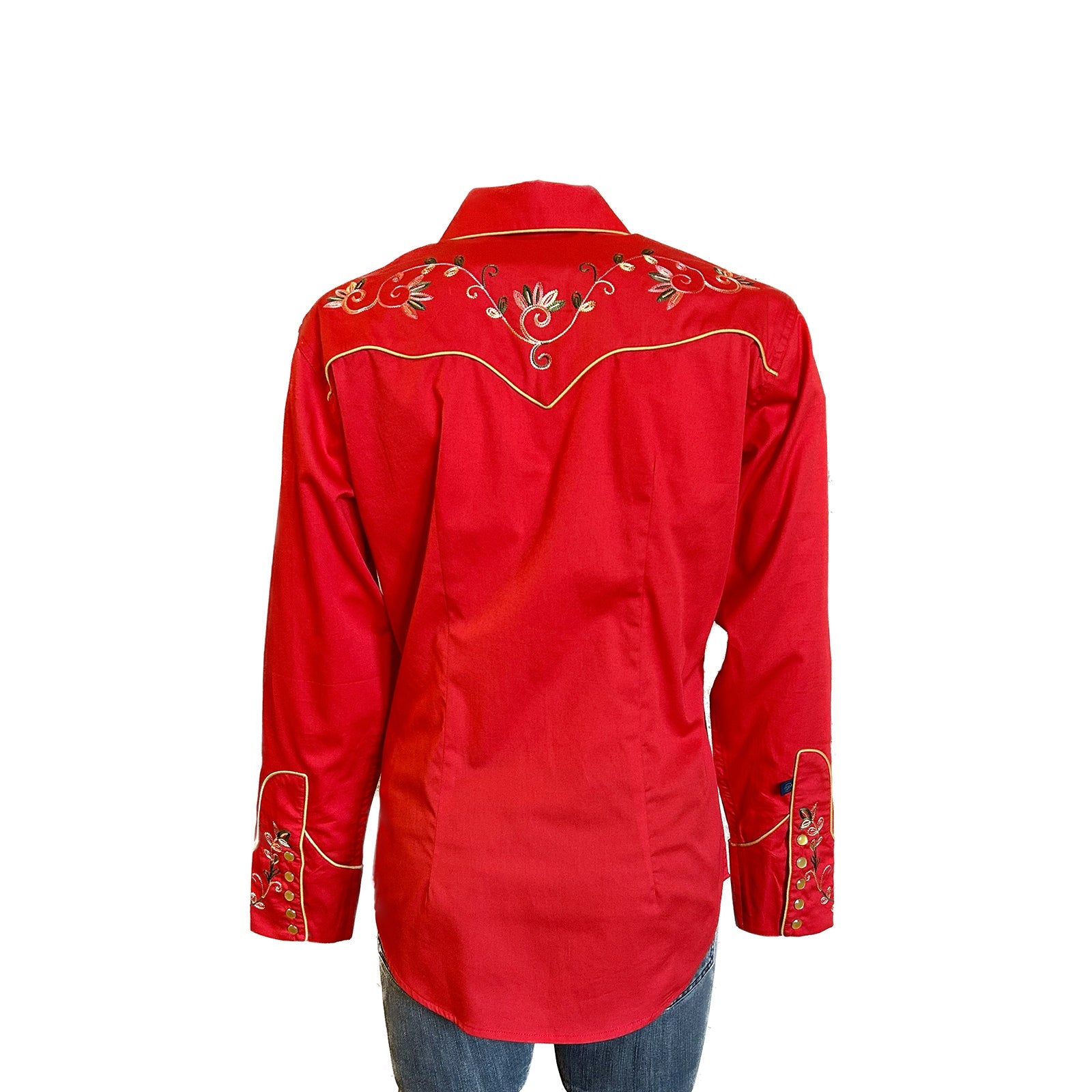 Rockmount Clothing Women's Red Vintage Variegated Floral Embroidery