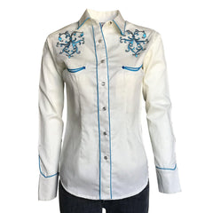 Rockmount Ranch Wear Womens Rhinestone & Scroll Embroidery Shirt - Rockmount Clothing