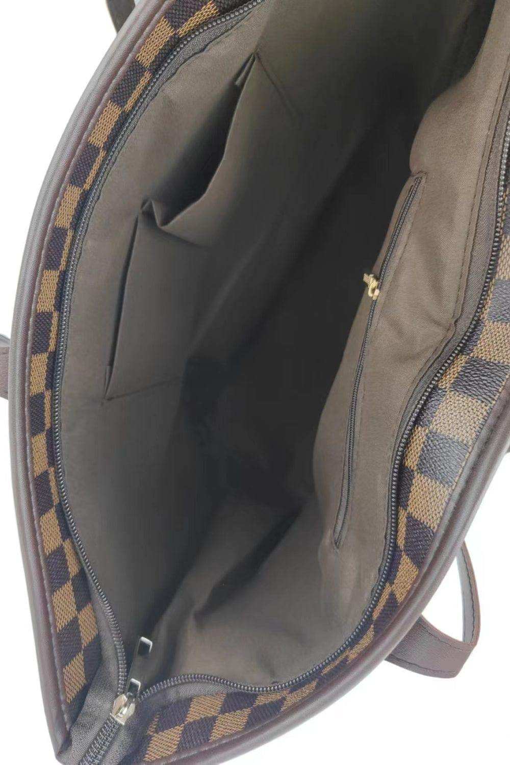 Checkered PVC Two-Piece Bag Set - Trendsi - Flyclothing LLC