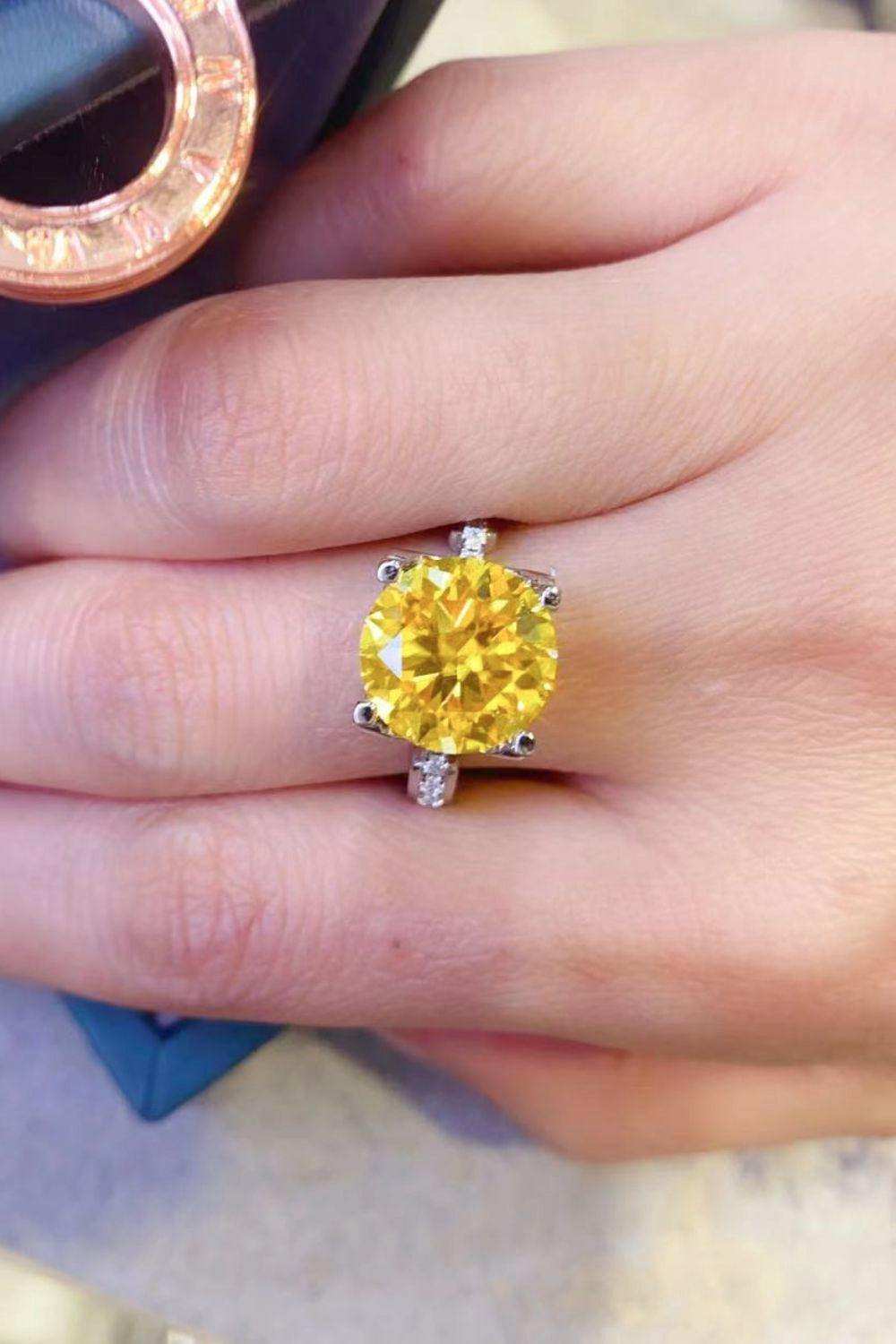 5 Carat Moissanite 925 Sterling Silver Ring in Banana Yellow - Trendsi - Flyclothing LLC
