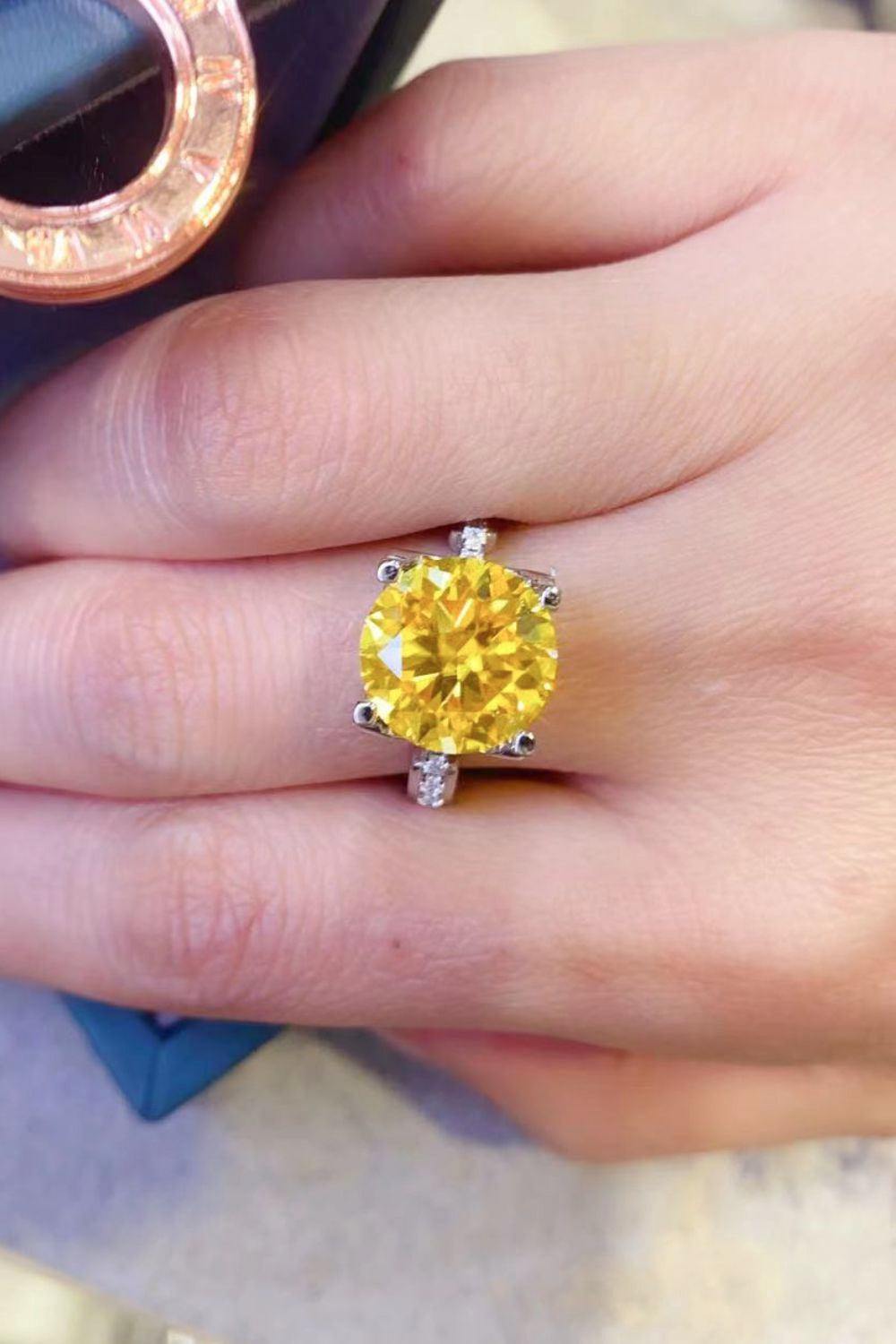 5 Carat Moissanite 925 Sterling Silver Ring in Banana Yellow - Trendsi