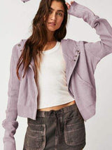 Waffle-Knit Dropped Shoulder Hooded Jacket - Trendsi - Flyclothing LLC