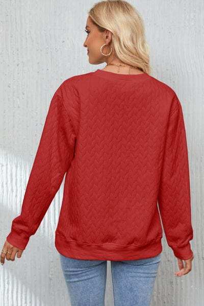 XOXO Heart Round Neck Dropped Shoulder Sweatshirt - Trendsi - Flyclothing LLC