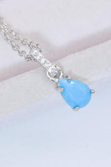 Teardrop Turquoise 4-Prong Pendant Necklace - Flyclothing LLC