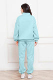 Half Zip Long Sleeve Sweatshirt and Pants Set - Trendsi - Flyclothing LLC