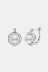 Moissanite Pearl 925 Sterling Silver Earrings - Trendsi - Flyclothing LLC