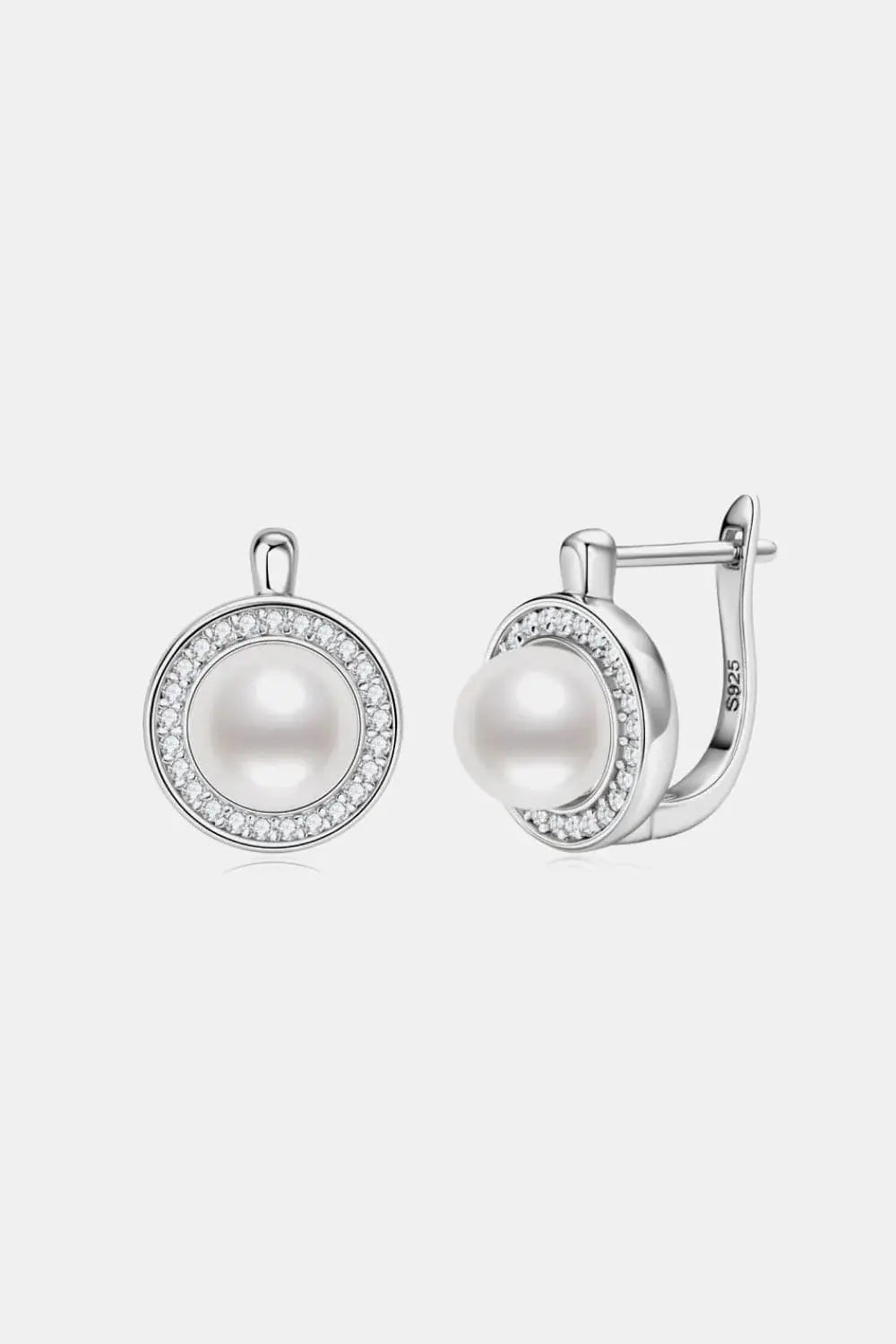 Moissanite Pearl 925 Sterling Silver Earrings - Trendsi - Flyclothing LLC