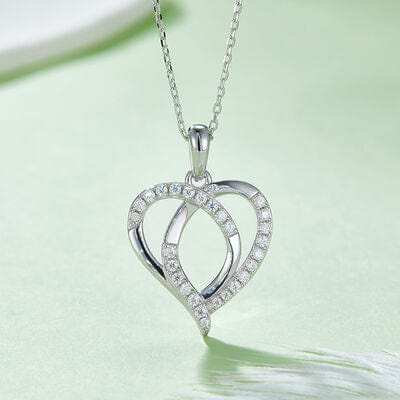 Moissanite 925 Sterling Silver Heart Shape Necklace - Trendsi - Flyclothing LLC
