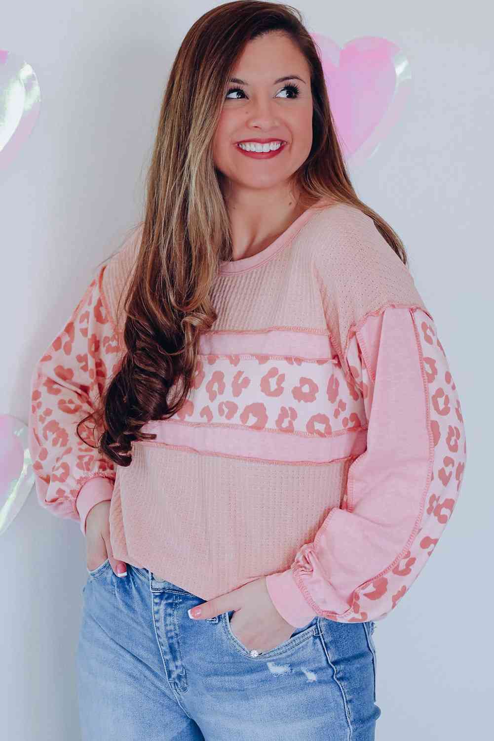Leopard Exposed Seam Blouse - Trendsi - Flyclothing LLC