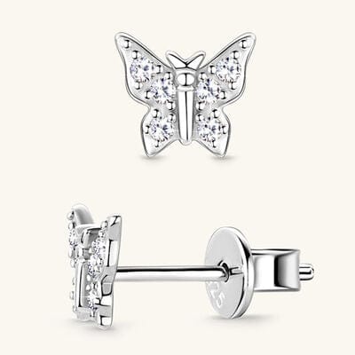 Moissanite 925 Sterling Silver Butterfly Stud Earrings - Trendsi