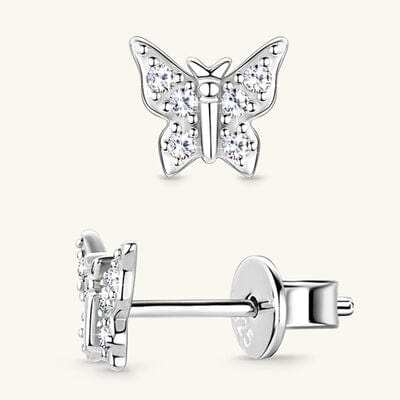 Moissanite 925 Sterling Silver Butterfly Stud Earrings - Trendsi - Flyclothing LLC