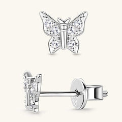 Moissanite 925 Sterling Silver Butterfly Stud Earrings - Trendsi