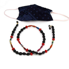Face Mask/Eyeglass Paper Bead Chain, Black and Red - Creative Alternatives