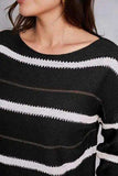Striped Round Neck Dropped Shoulder Sweater - Trendsi - Flyclothing LLC